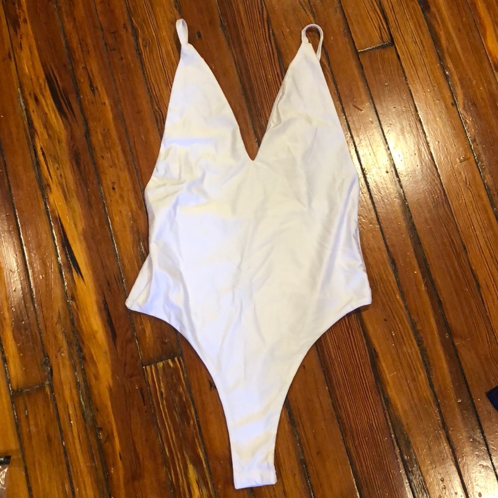 NWOT Shiny White Bodysuit